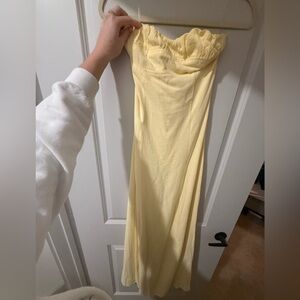 Peppermayo Pale Yellow Strapless Maxi Dress